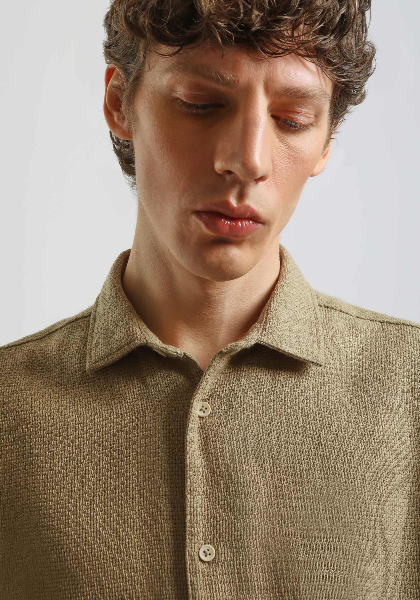 Camicia mezza manica misto cotone|Colore:Corda