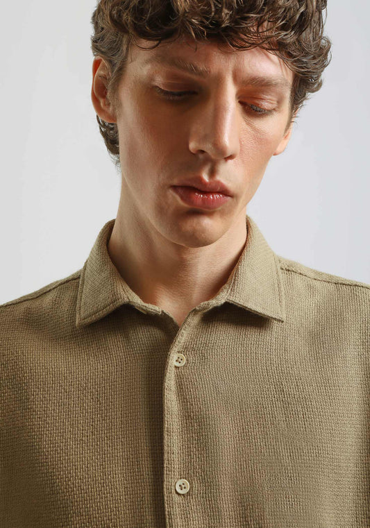 Camicia mezza manica misto cotone|Colore:Corda