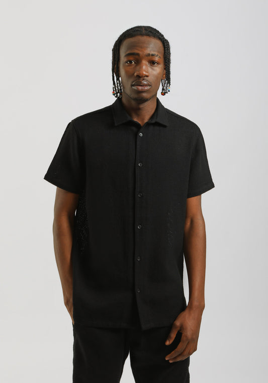 Camicia mezza manica misto cotone|Colore:Nero