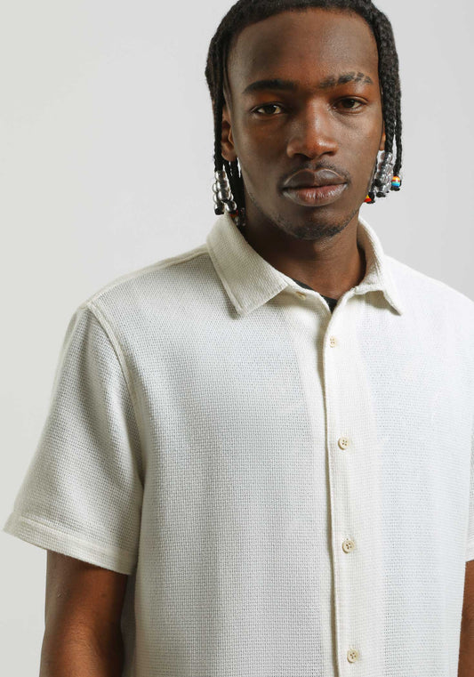 Camicia mezza manica misto cotone|Colore:Off white
