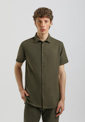 Camicia mezza manica misto cotone|Colore:Verde
