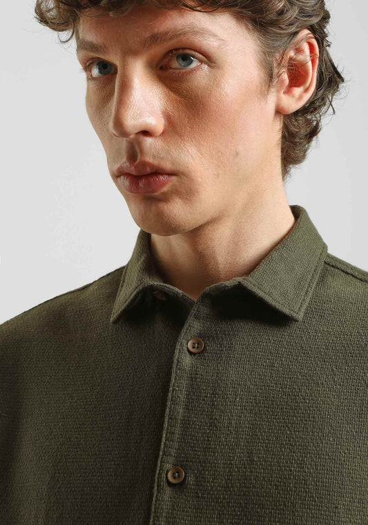 Camicia mezza manica misto cotone|Colore:Verde