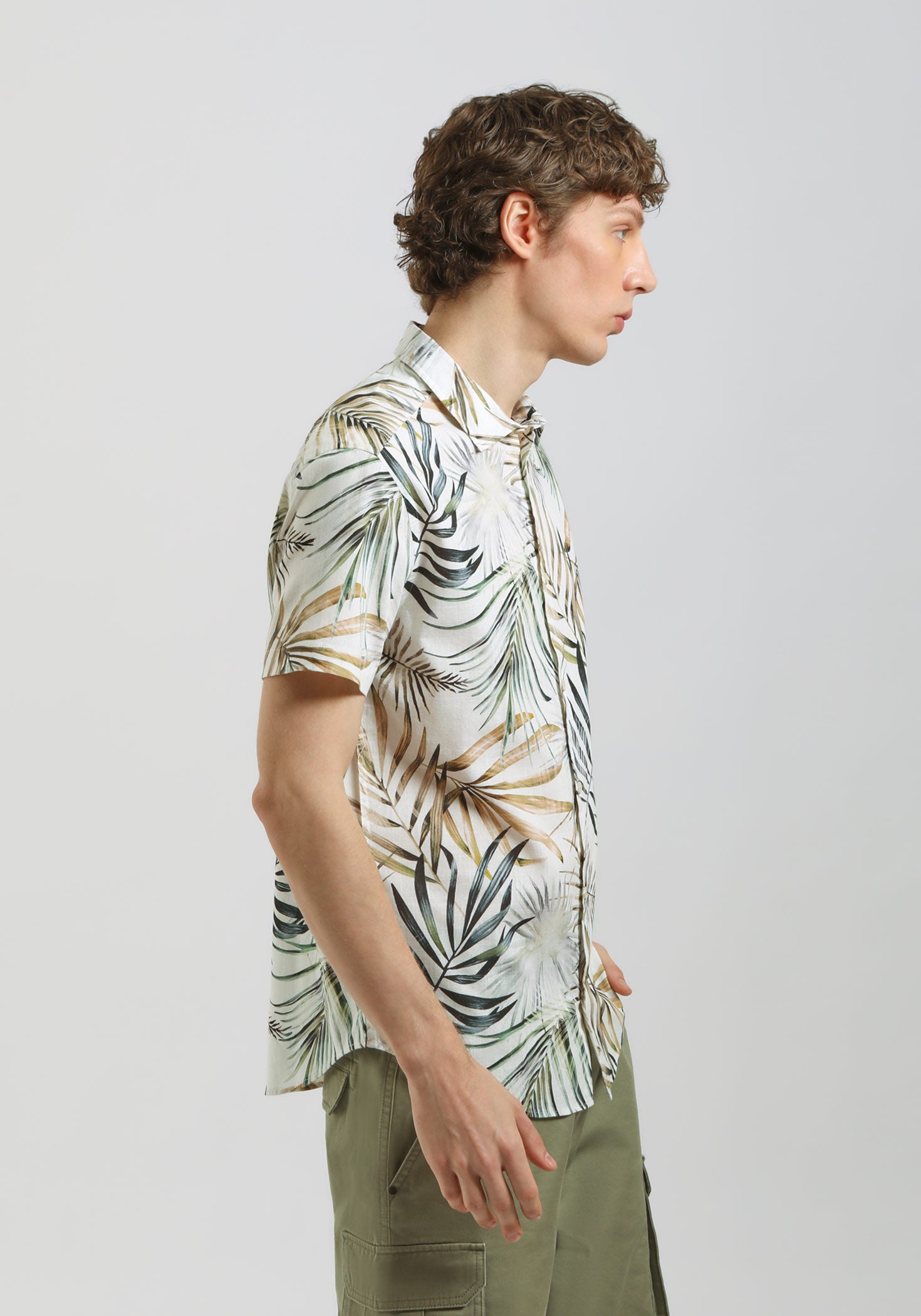 Camicia mezza manica 100% cotone con fantasia|Colore:Safari