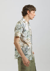 Camicia mezza manica 100% cotone con fantasia|Colore:Safari