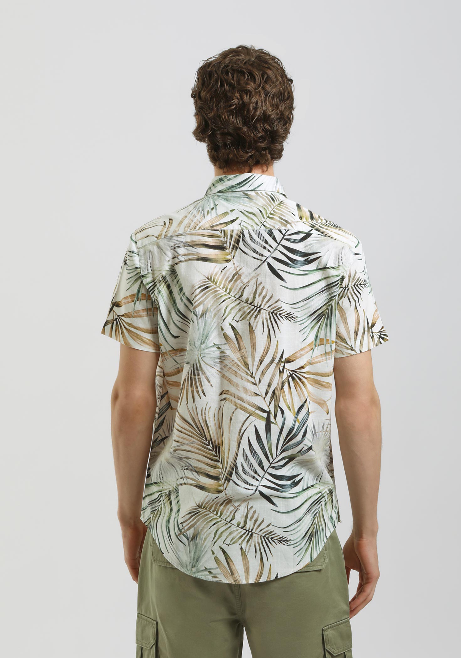 Camicia mezza manica 100% cotone con fantasia|Colore:Safari