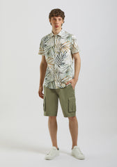 Camicia mezza manica 100% cotone con fantasia|Colore:Safari
