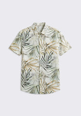 Camicia mezza manica 100% cotone con fantasia|Colore:Safari