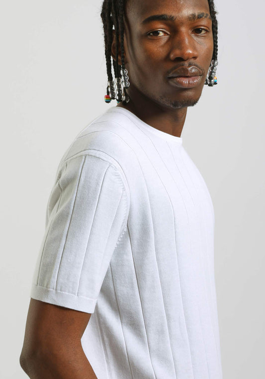T-shirt in maglia a coste|Colore:Bianco