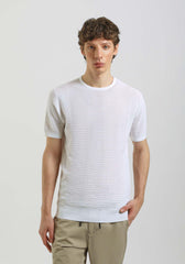 T-shirt in maglia forata|Colore:Bianco