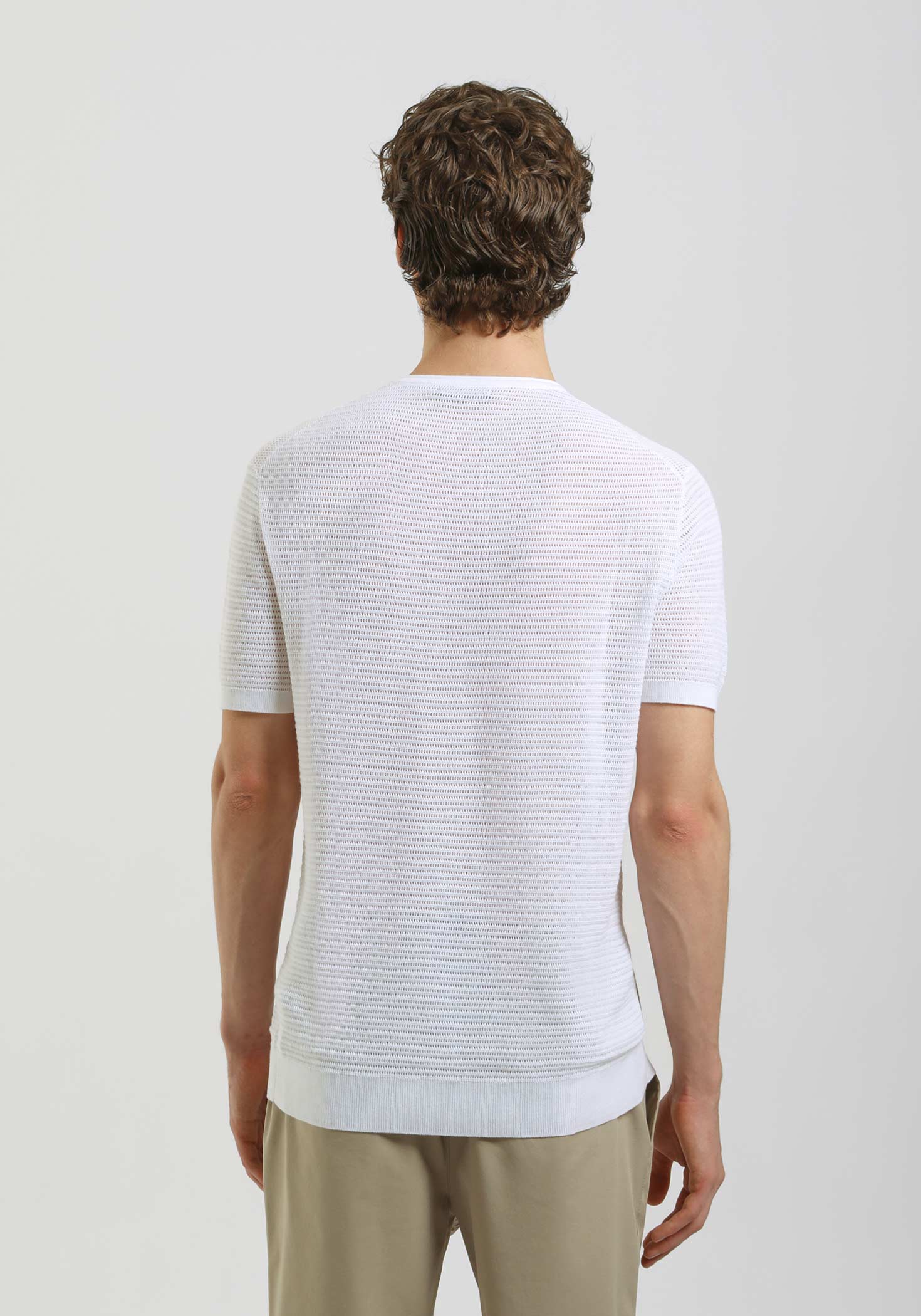 T-shirt in maglia forata|Colore:Bianco