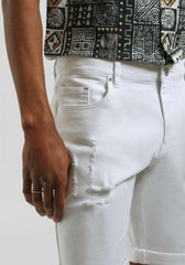 Bermuda cinque tasche elastico|Colore:Bianco