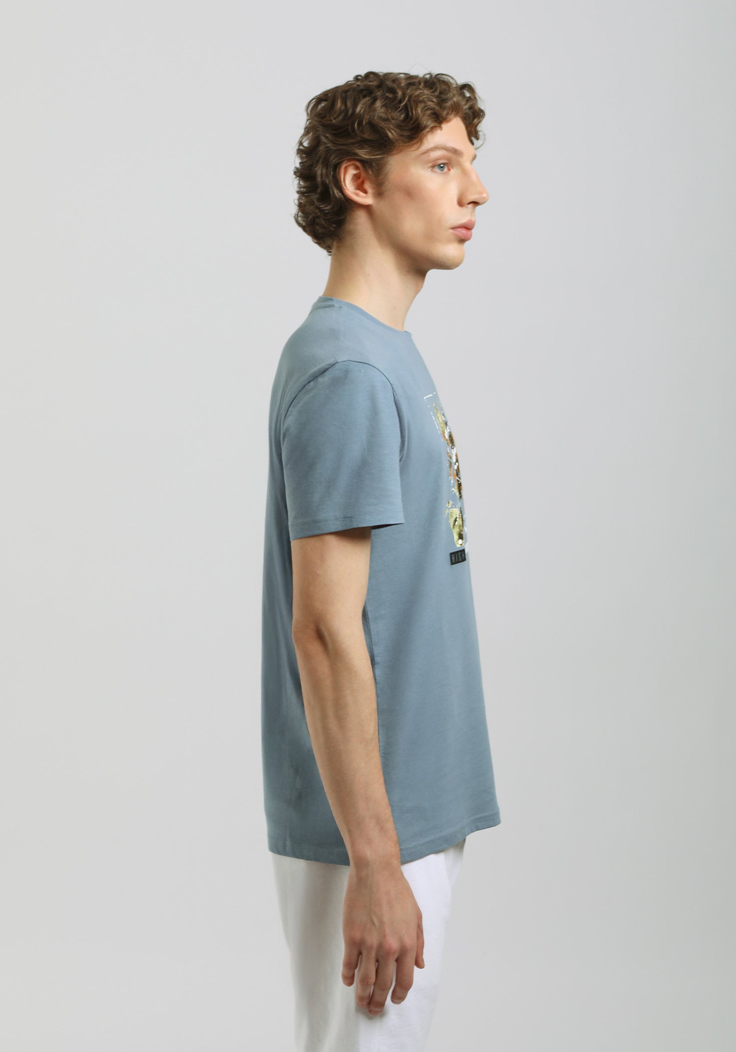 T-shirt 100% cotone con stampa|Colore:Ciano