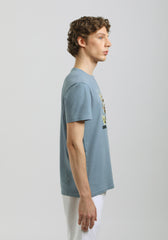 T-shirt 100% cotone con stampa|Colore:Ciano
