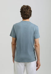 T-shirt 100% cotone con stampa|Colore:Ciano