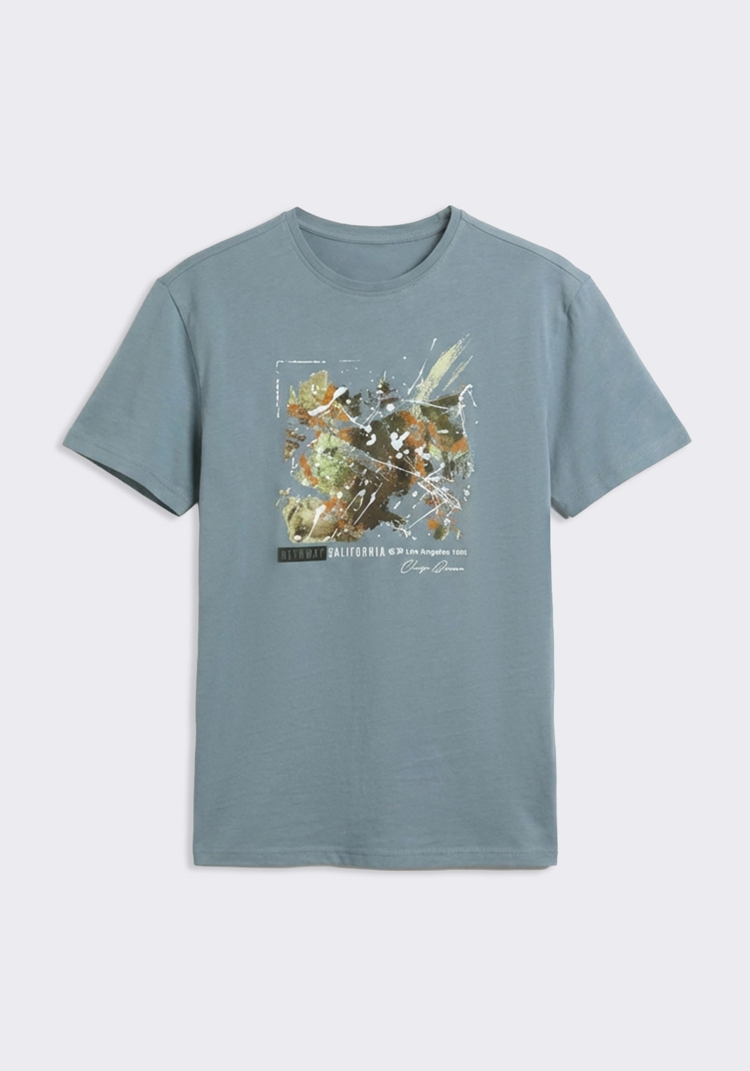 T-shirt 100% cotone con stampa|Colore:Ciano