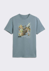 T-shirt 100% cotone con stampa|Colore:Ciano