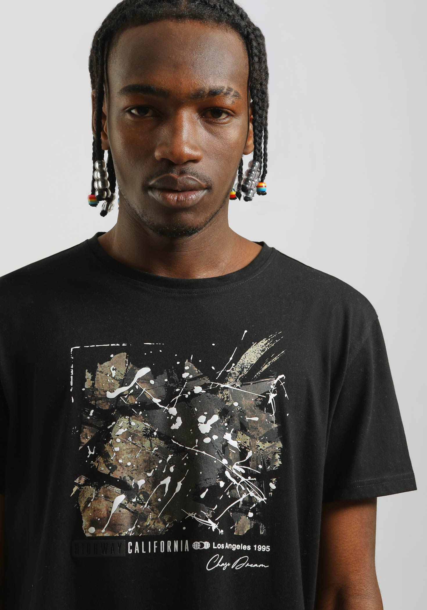 T-shirt 100% cotone con stampa|Colore:Nero