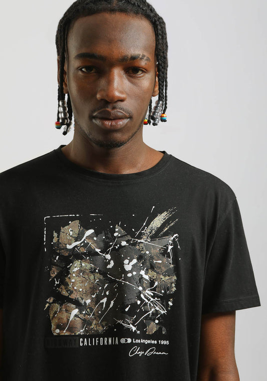 T-shirt 100% cotone con stampa|Colore:Nero