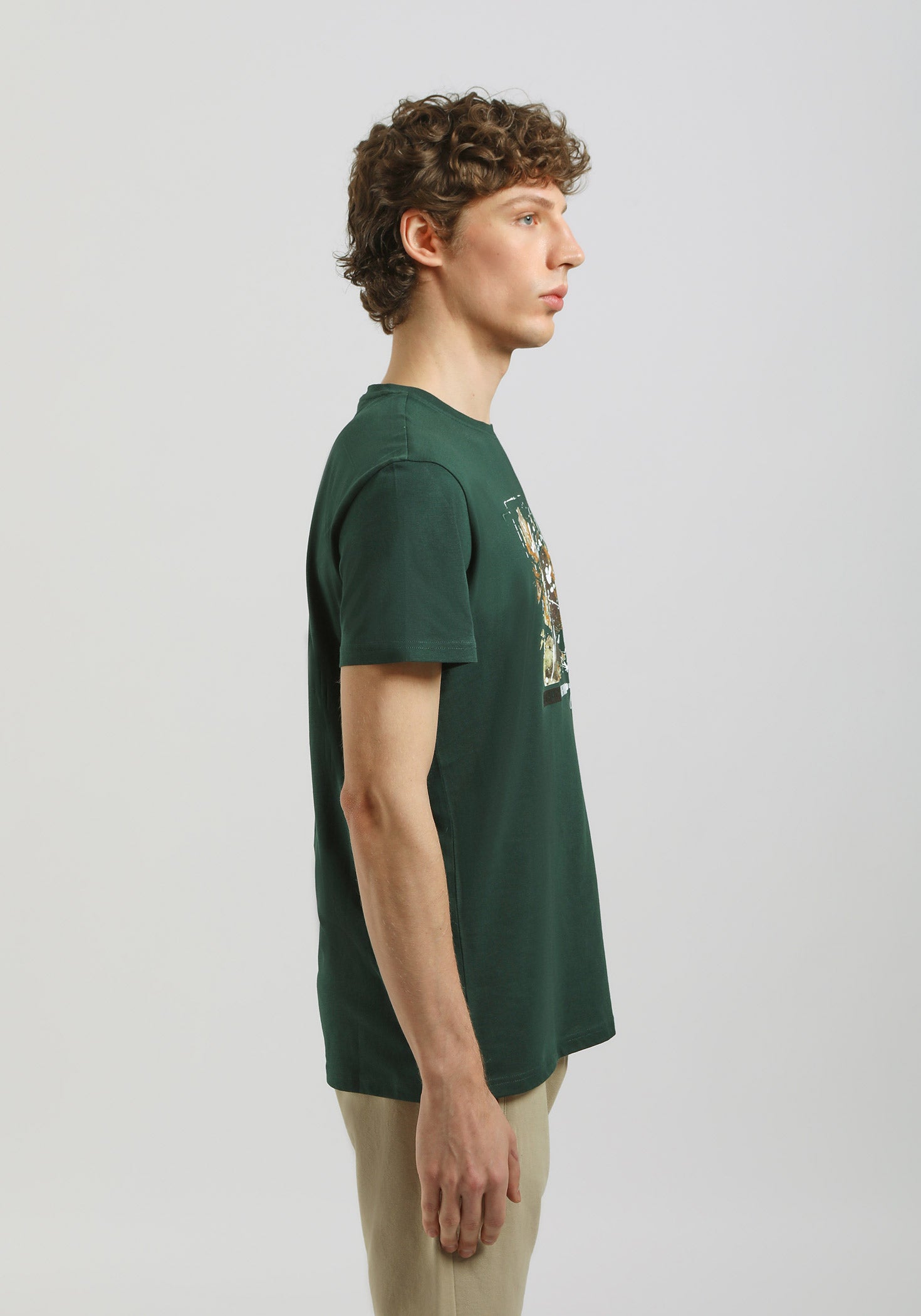 T-shirt 100% cotone con stampa|Colore:Petrolio
