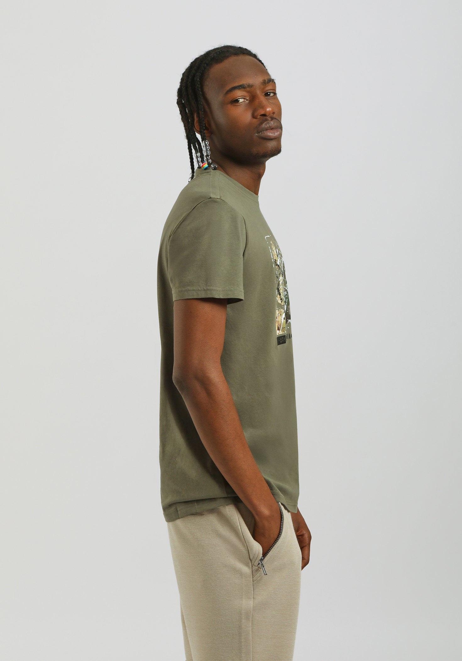 T-shirt 100% cotone con stampa|Colore:Salvia