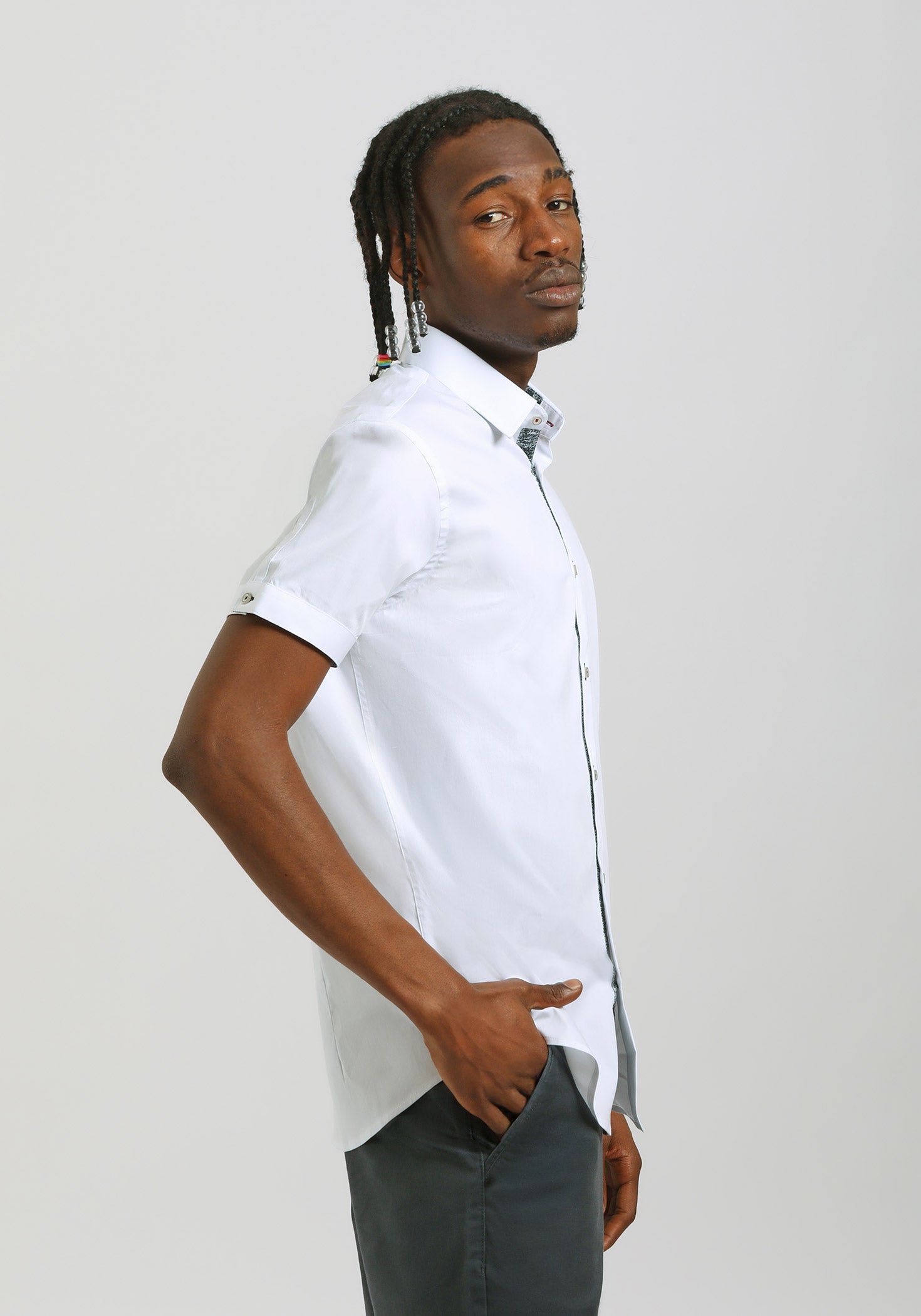 Camicia mezza manica in cotone|Colore:Bianco