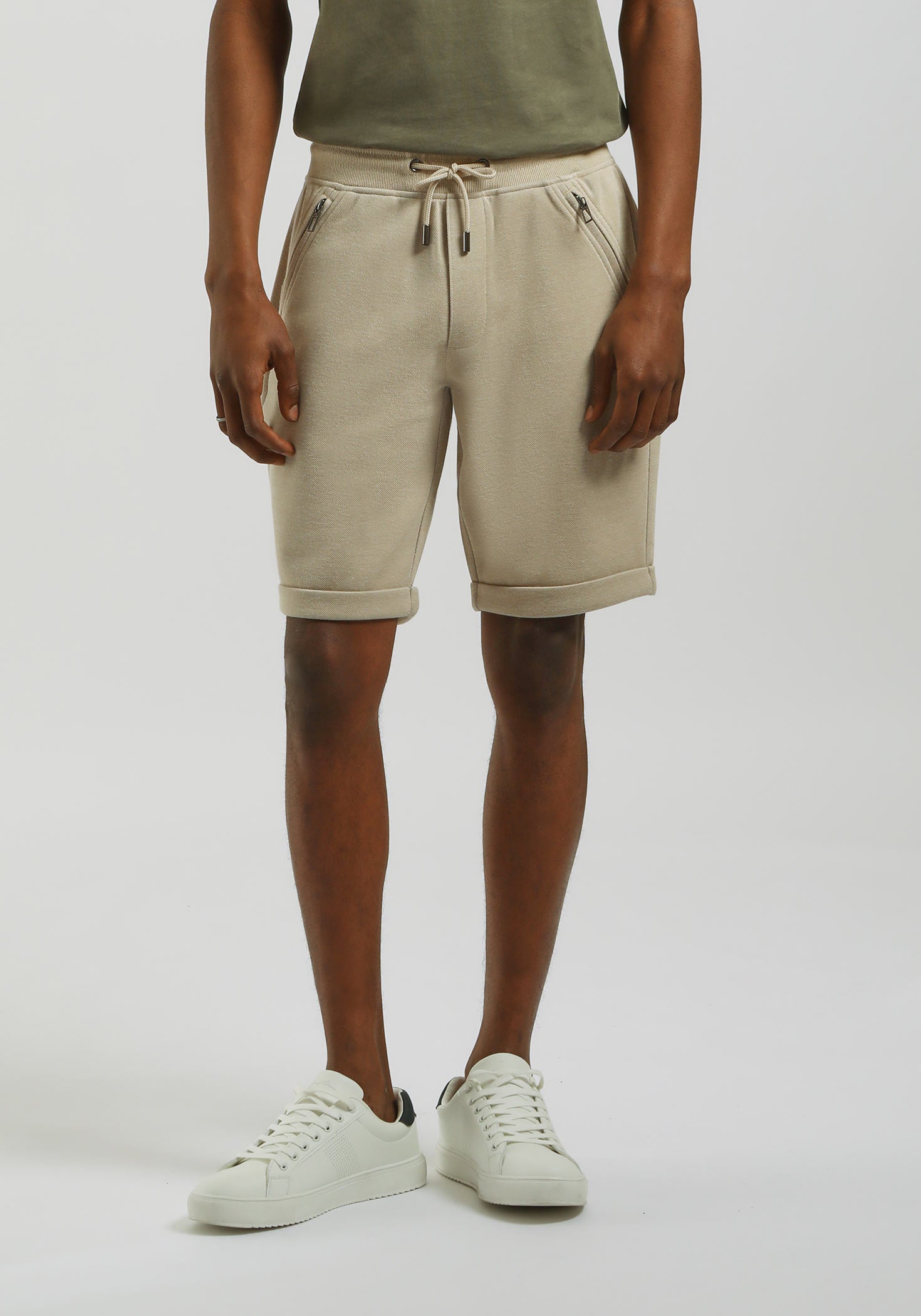 Bermuda in felpa con trama|Colore:Beige
