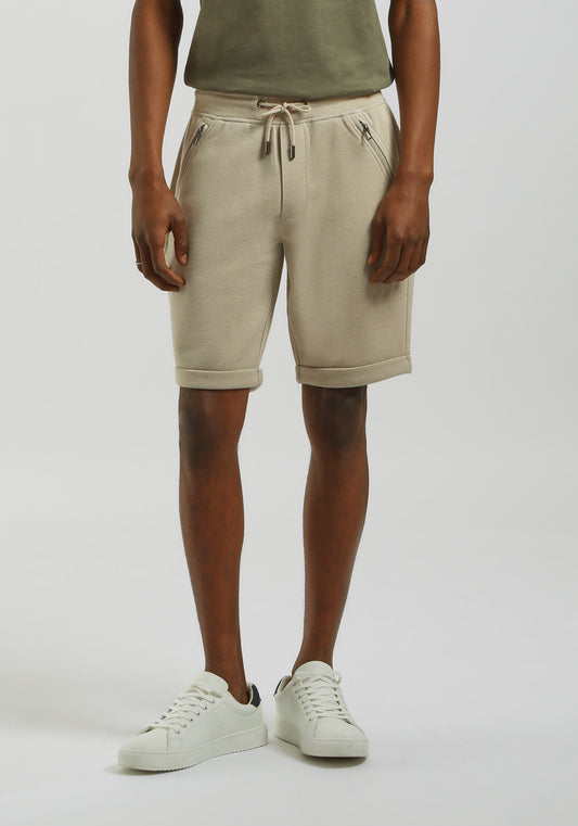 Bermuda in felpa con trama|Colore:Beige