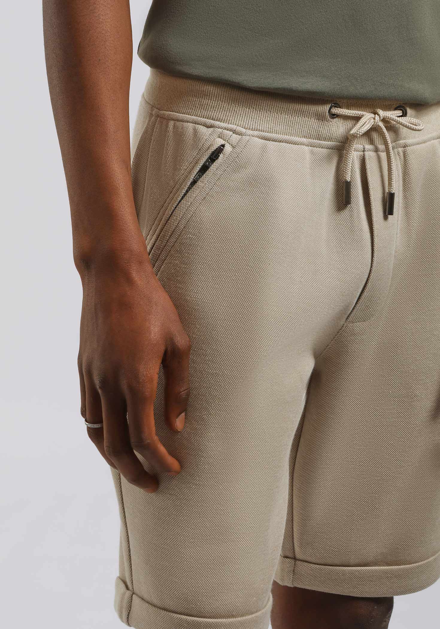 Bermuda in felpa con trama|Colore:Beige
