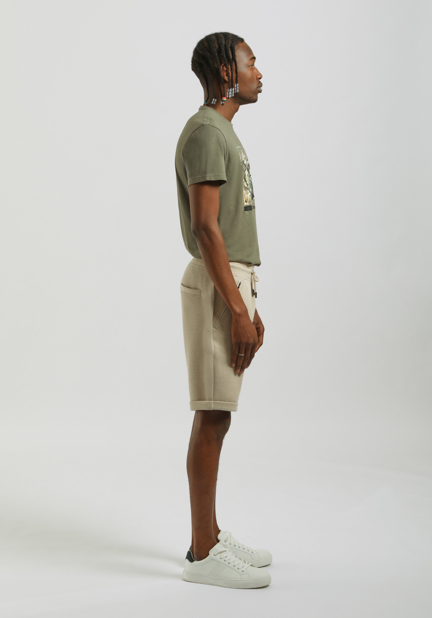 Bermuda in felpa con trama|Colore:Beige