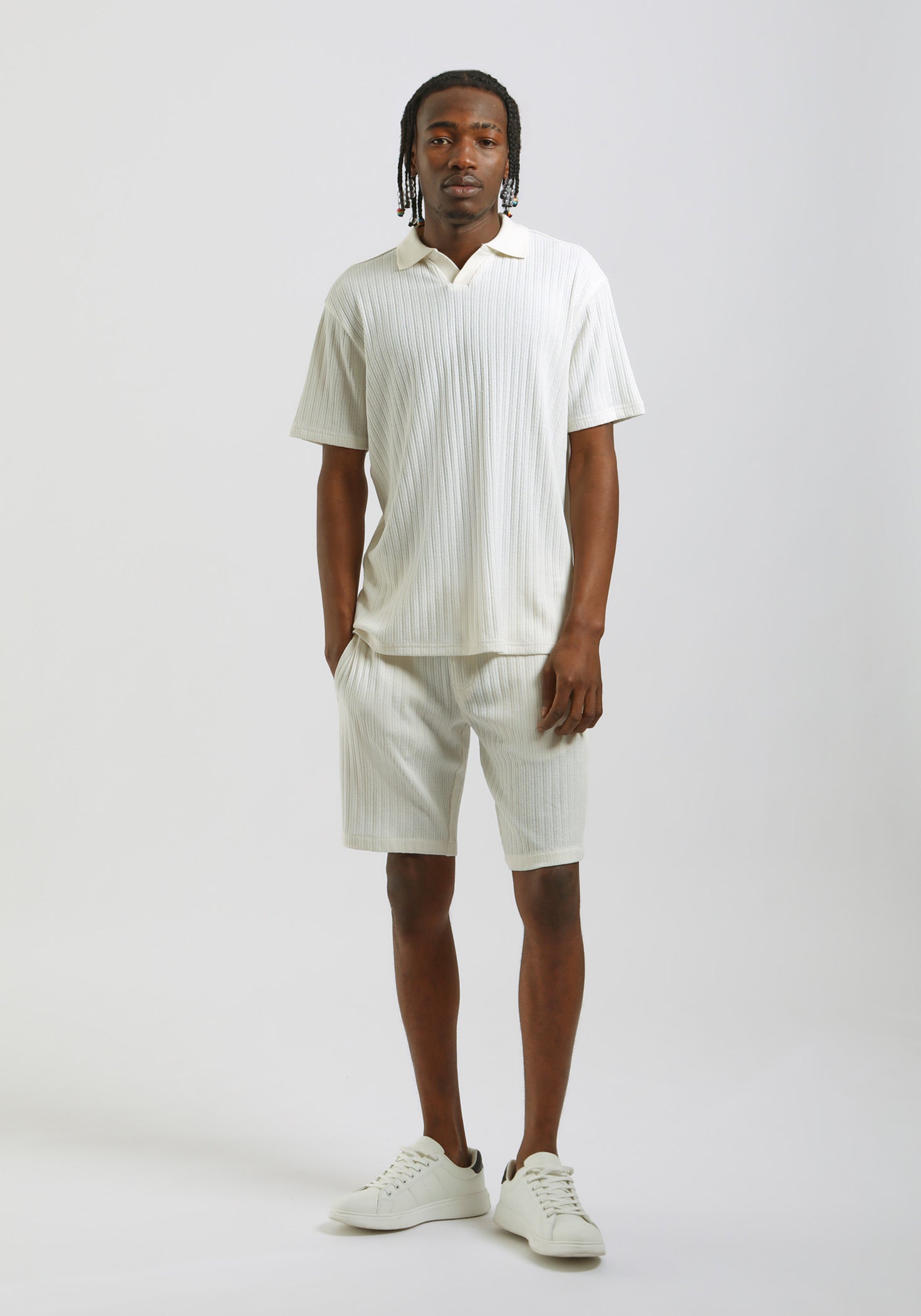 Bermuda in felpa strutturato|Colore:Off white