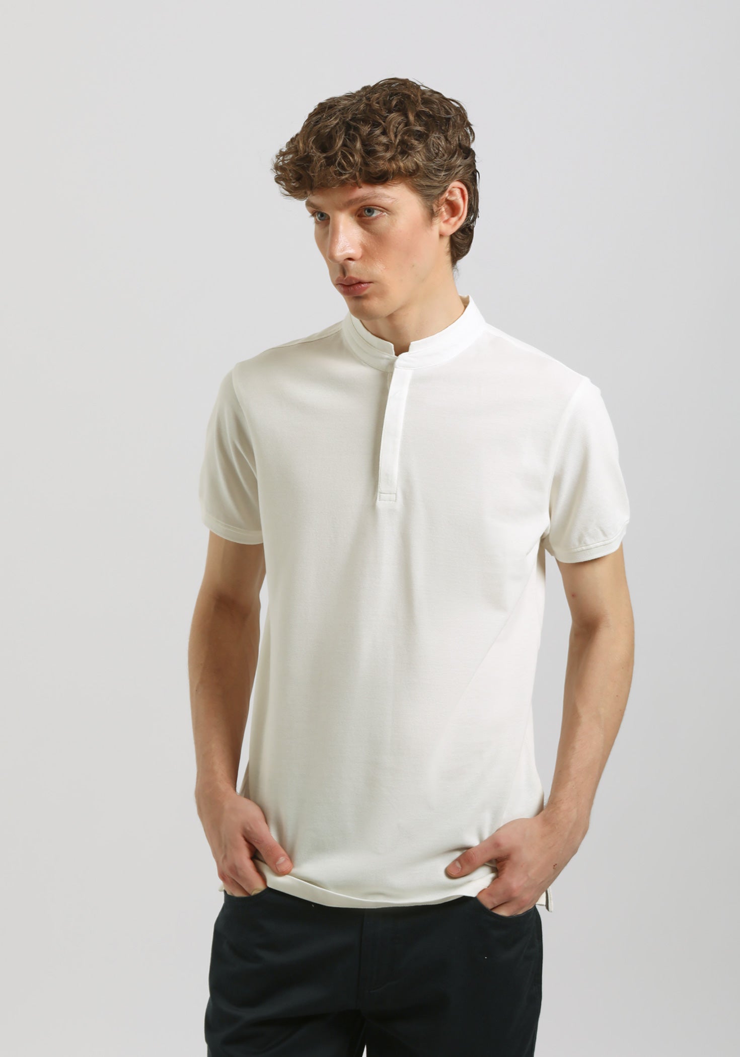 Polo coreana 100% cotone|Colore:Off white