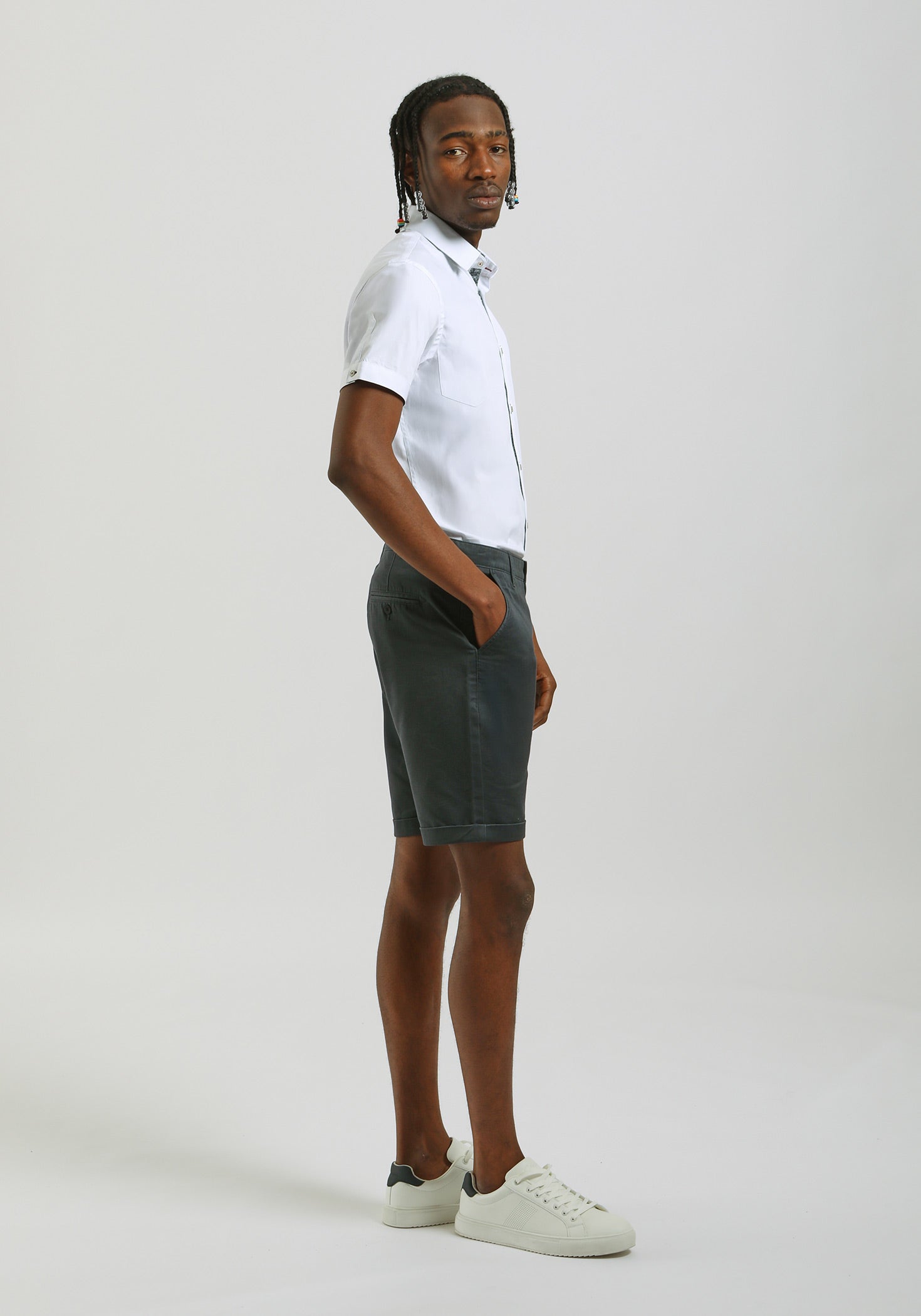 Bermuda chino in cotone|Colore:Indaco
