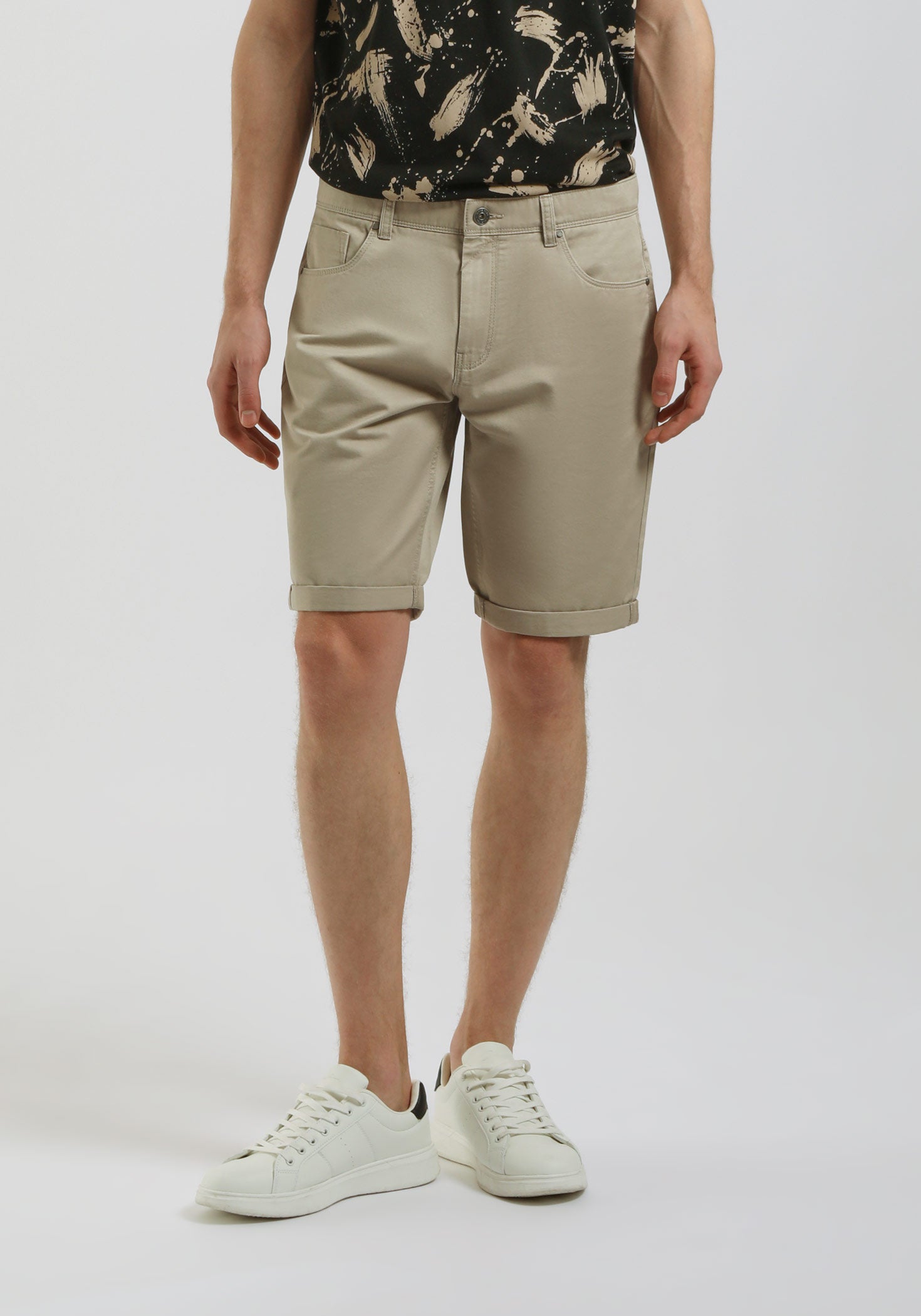 Bermuda cinque tasche in cotone|Colore:Beige