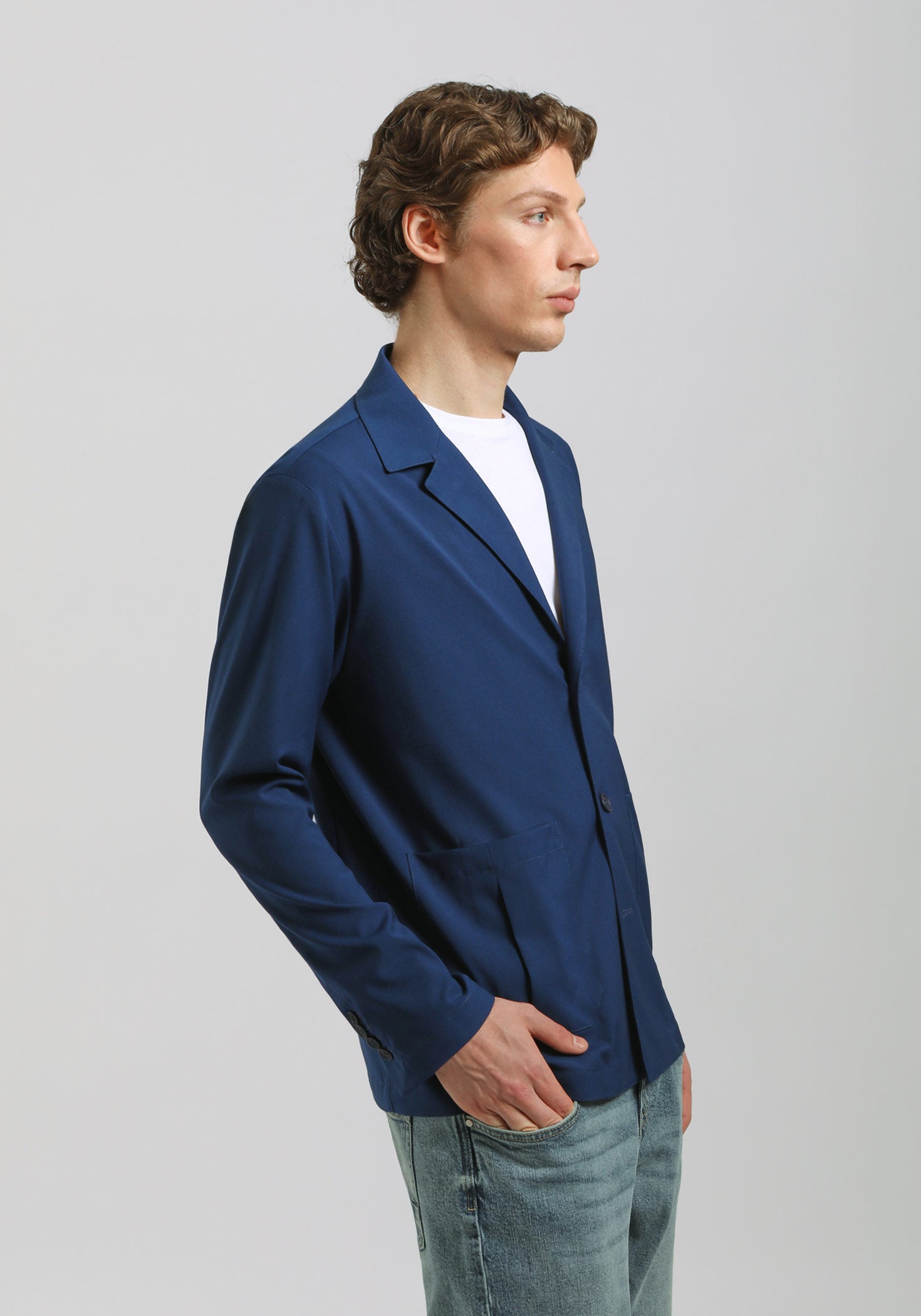 Giacca misto viscosa|Colore:Bluette