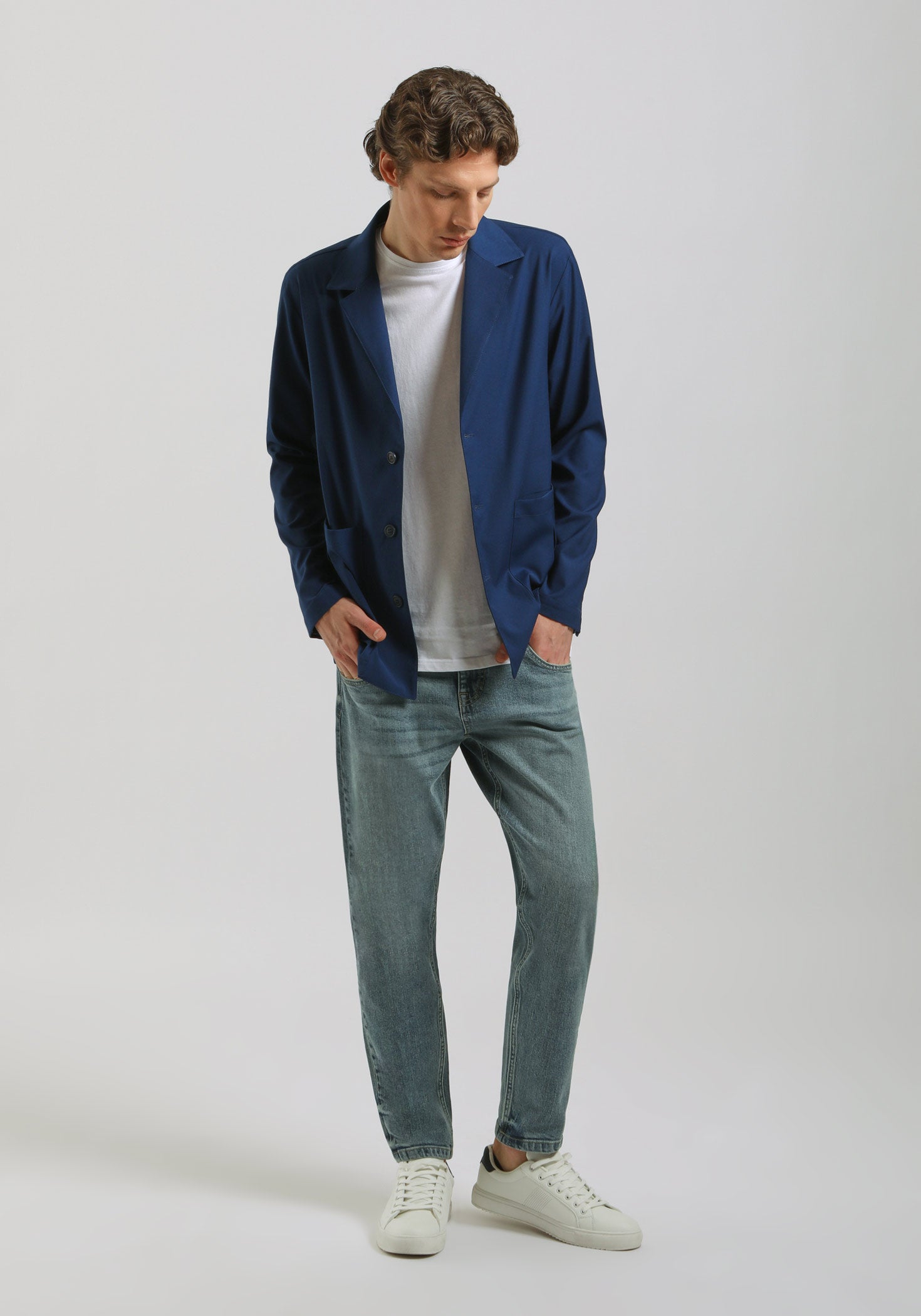 Giacca misto viscosa|Colore:Bluette