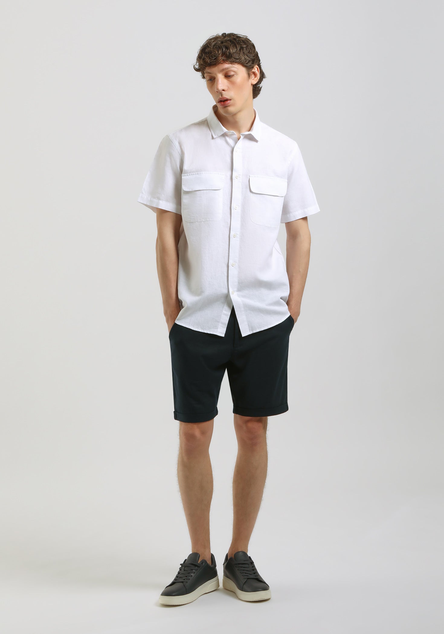 Bermuda misto lino|Colore:Denim