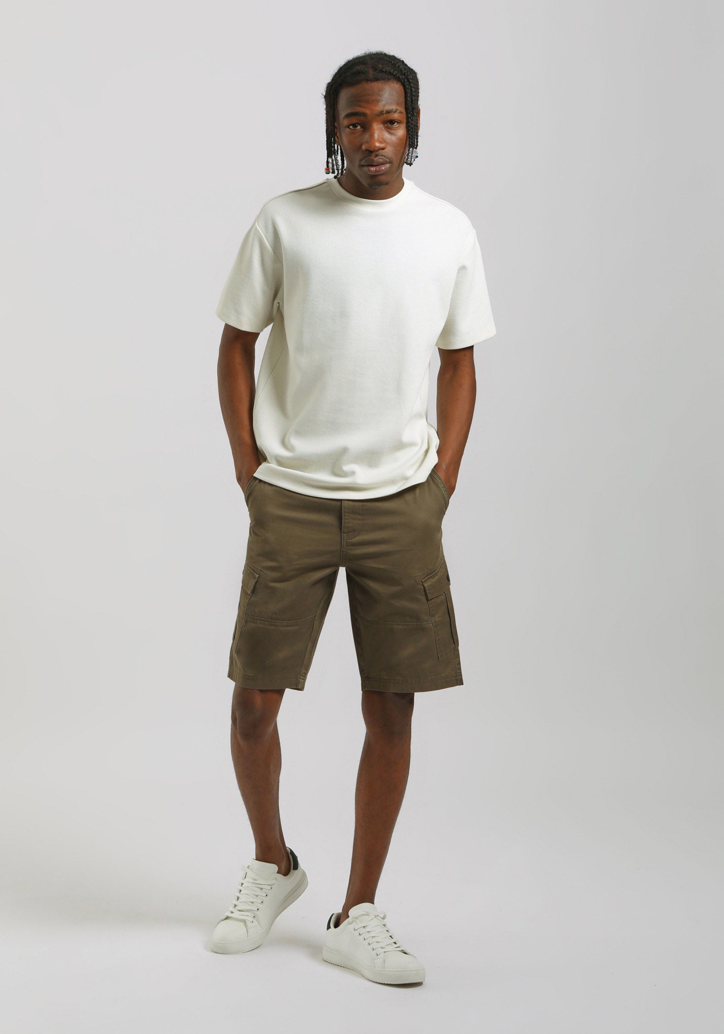 Bermuda cargo 100% cotone|Colore:Militare