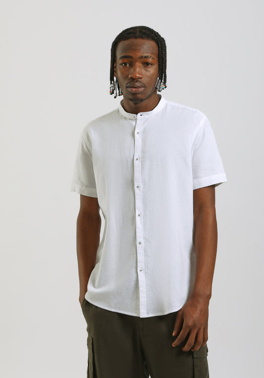 Camicia mezza manica misto lino|Colore:Bianco