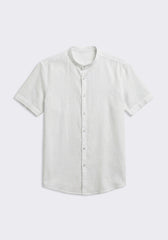 Camicia mezza manica misto lino|Colore:Bianco