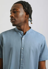 Camicia mezza manica misto lino|Colore:Ciano