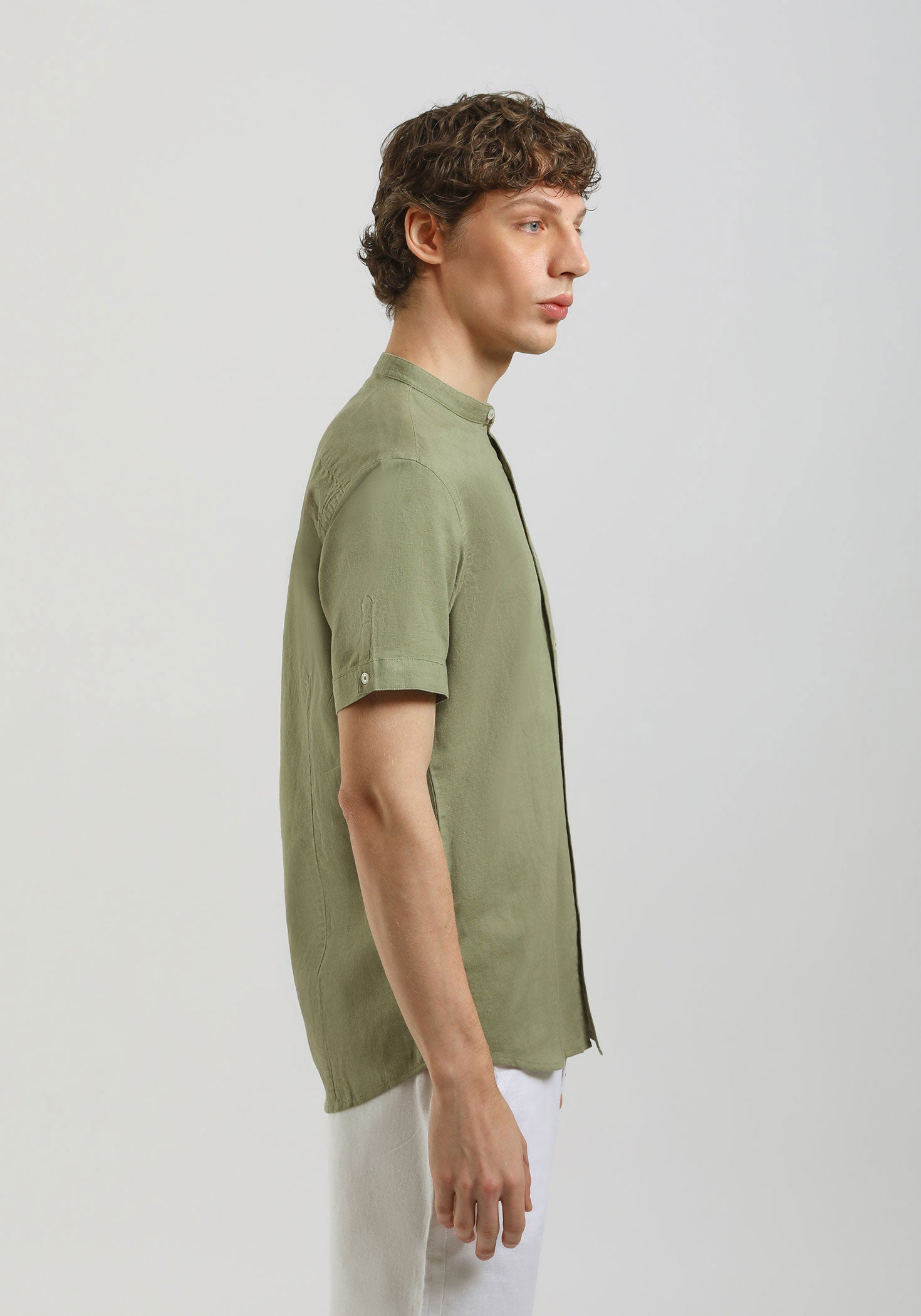 Camicia mezza manica misto lino|Colore:Verde