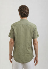 Camicia mezza manica misto lino|Colore:Verde