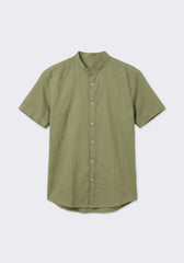 Camicia mezza manica misto lino|Colore:Verde