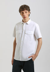 Camicia mezza manica misto lino|Colore:Bianco
