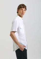 Camicia mezza manica misto lino|Colore:Bianco