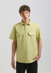 Camicia mezza manica misto lino|Colore:Verde acido