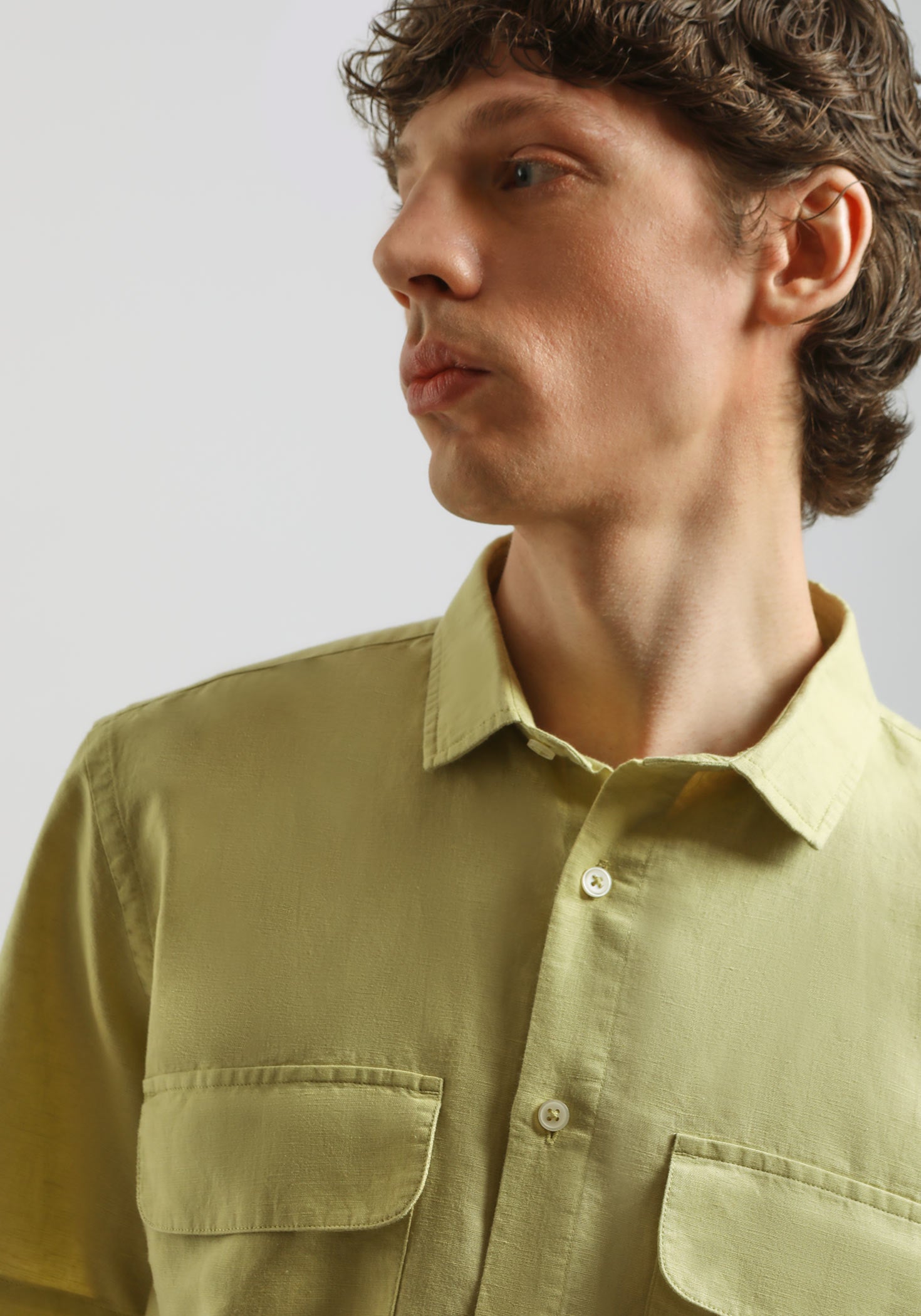 Camicia mezza manica misto lino|Colore:Verde acido