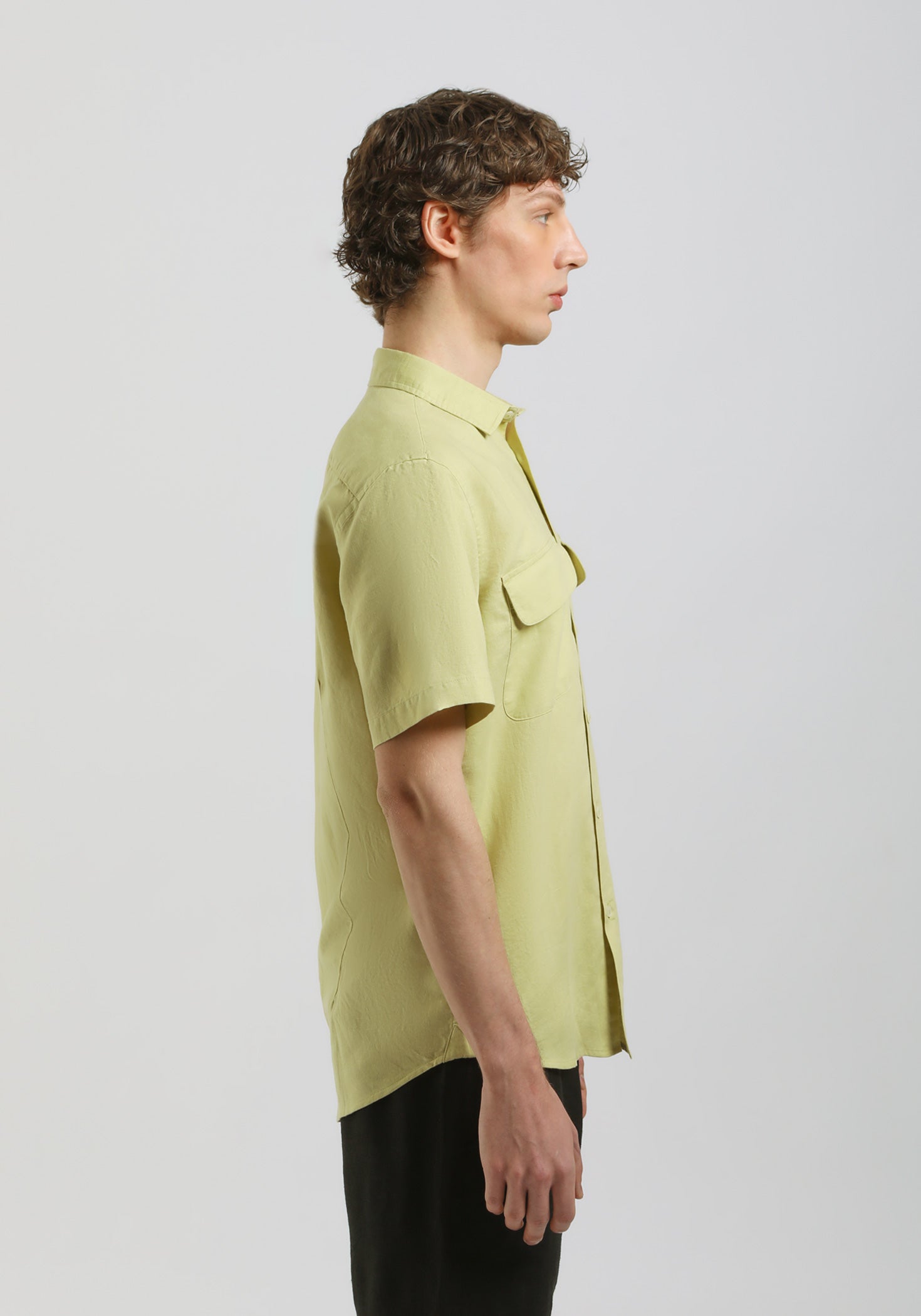 Camicia mezza manica misto lino|Colore:Verde acido