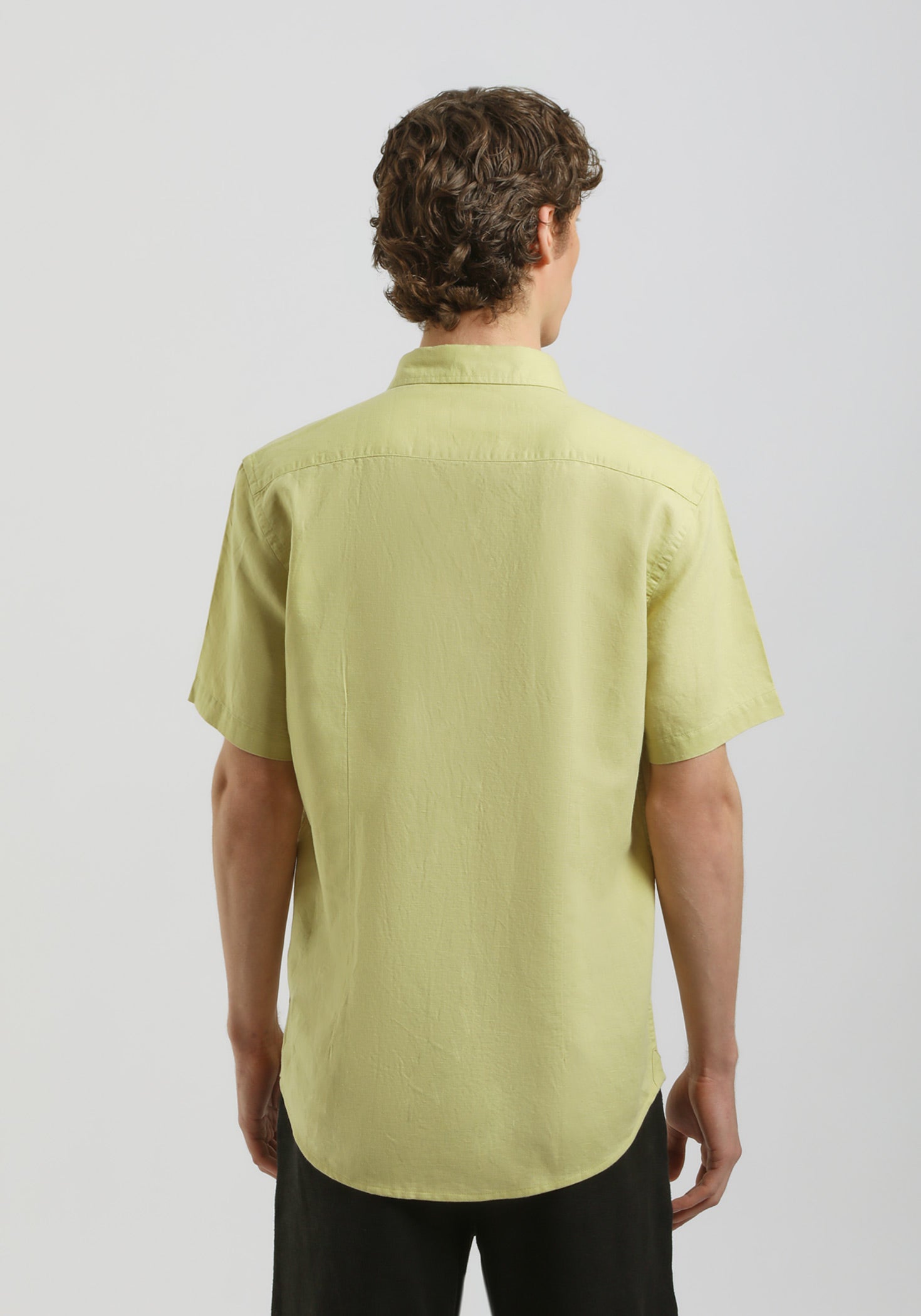 Camicia mezza manica misto lino|Colore:Verde acido
