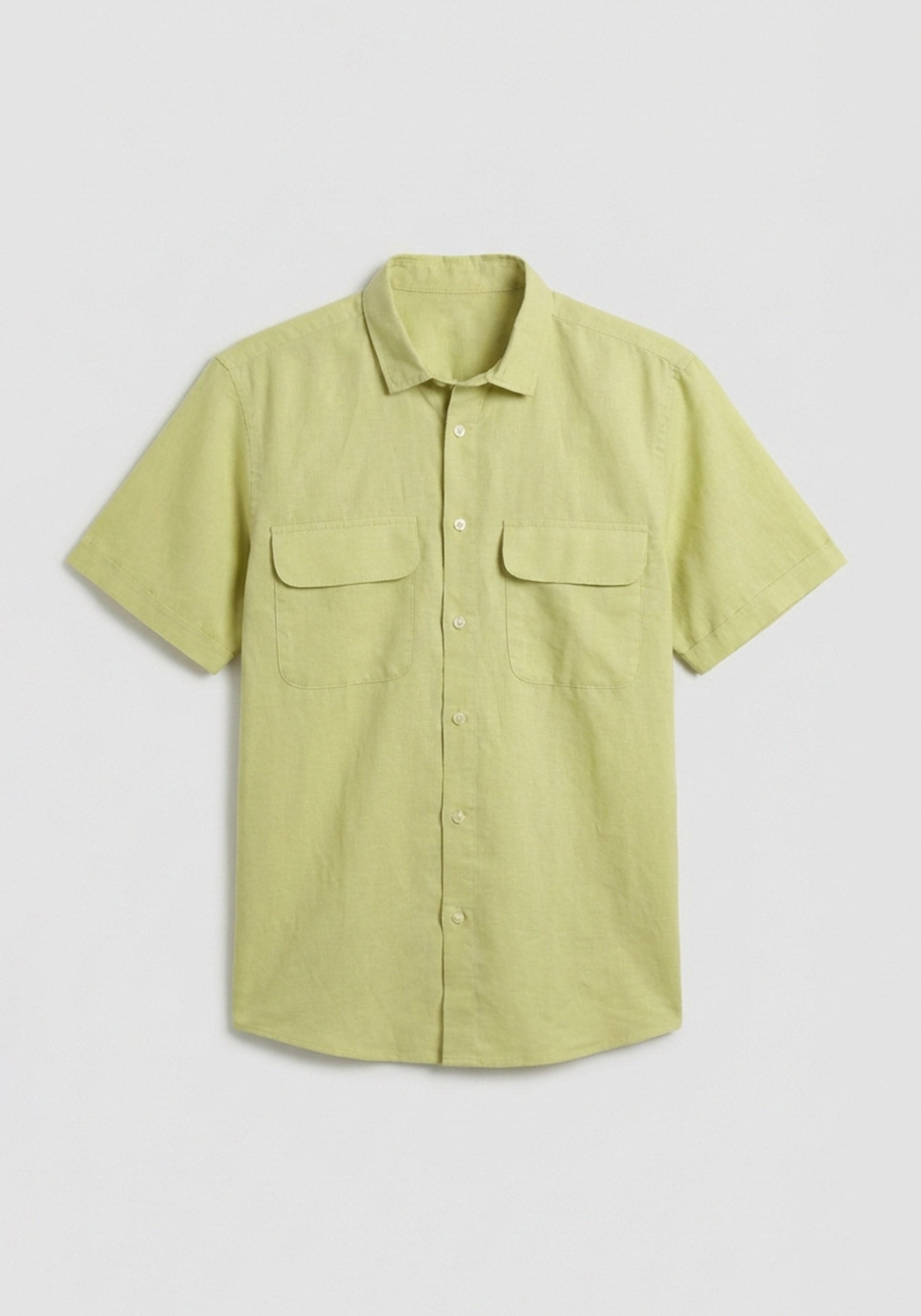 Camicia mezza manica misto lino|Colore:Verde acido